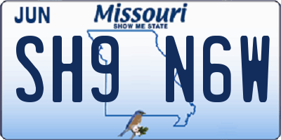 MO license plate SH9N6W