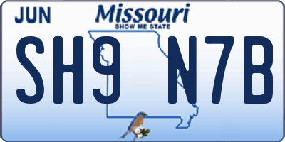 MO license plate SH9N7B