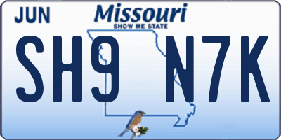 MO license plate SH9N7K