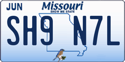 MO license plate SH9N7L