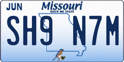 MO license plate SH9N7M
