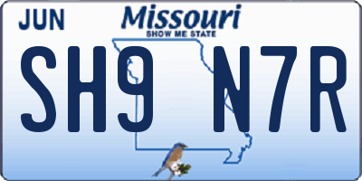 MO license plate SH9N7R