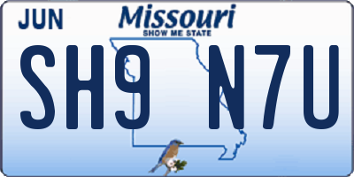 MO license plate SH9N7U