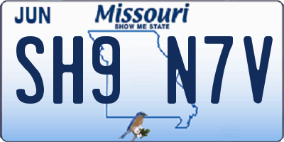MO license plate SH9N7V