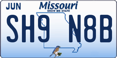 MO license plate SH9N8B