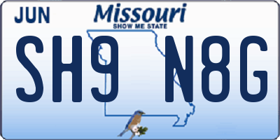 MO license plate SH9N8G