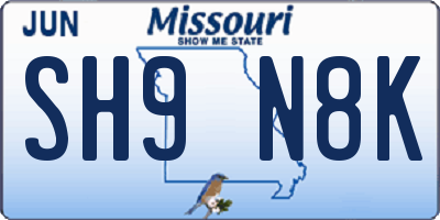 MO license plate SH9N8K