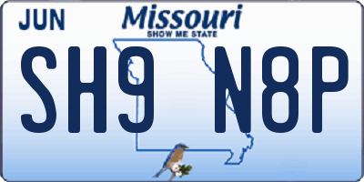 MO license plate SH9N8P