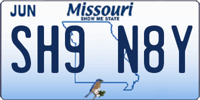 MO license plate SH9N8Y