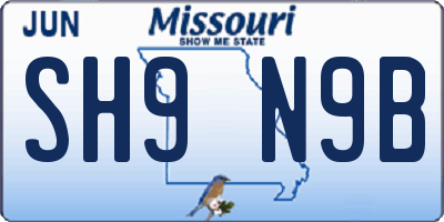 MO license plate SH9N9B