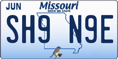 MO license plate SH9N9E
