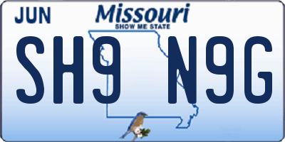 MO license plate SH9N9G