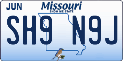 MO license plate SH9N9J