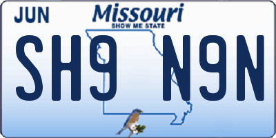 MO license plate SH9N9N