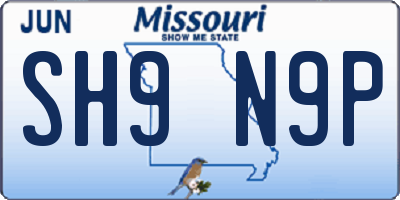 MO license plate SH9N9P