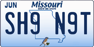 MO license plate SH9N9T