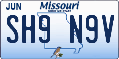MO license plate SH9N9V