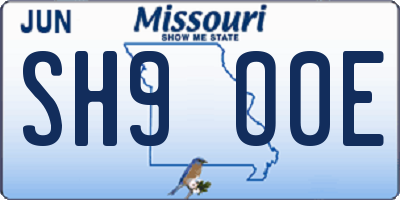 MO license plate SH9O0E