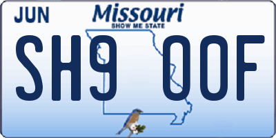 MO license plate SH9O0F