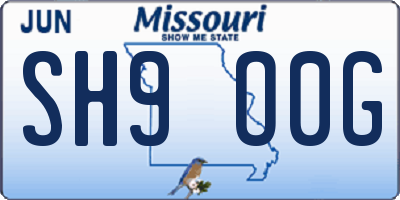 MO license plate SH9O0G