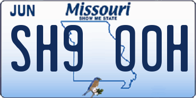 MO license plate SH9O0H