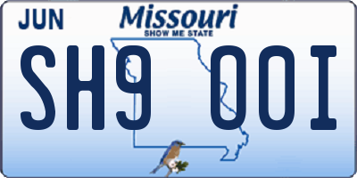 MO license plate SH9O0I