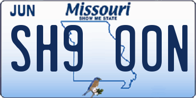MO license plate SH9O0N