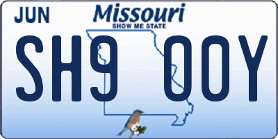 MO license plate SH9O0Y