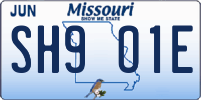 MO license plate SH9O1E