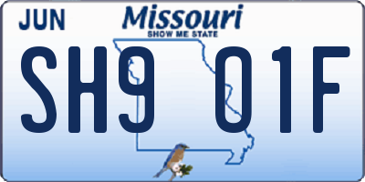 MO license plate SH9O1F