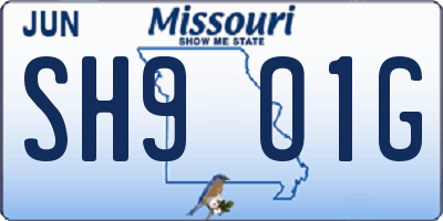 MO license plate SH9O1G