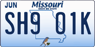 MO license plate SH9O1K