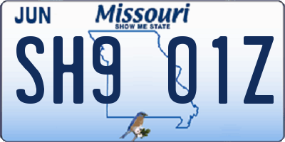 MO license plate SH9O1Z