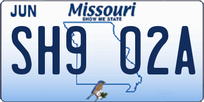 MO license plate SH9O2A