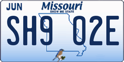 MO license plate SH9O2E