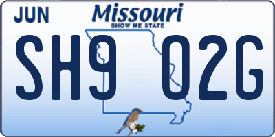 MO license plate SH9O2G
