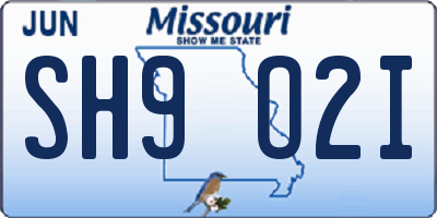MO license plate SH9O2I