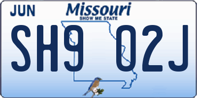 MO license plate SH9O2J