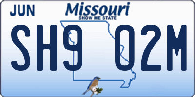 MO license plate SH9O2M