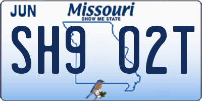 MO license plate SH9O2T