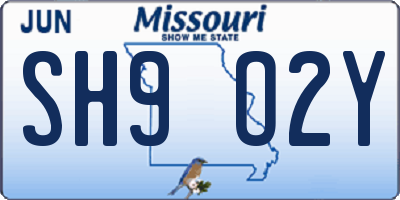 MO license plate SH9O2Y