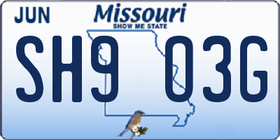 MO license plate SH9O3G