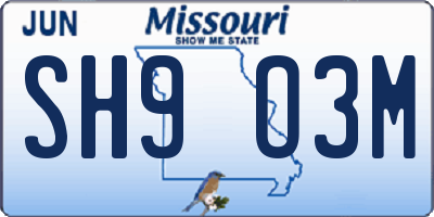 MO license plate SH9O3M