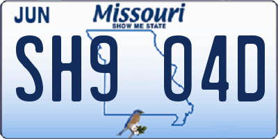 MO license plate SH9O4D