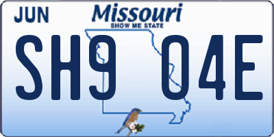 MO license plate SH9O4E