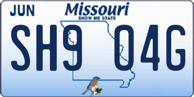 MO license plate SH9O4G