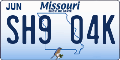 MO license plate SH9O4K