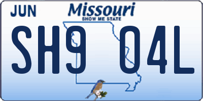 MO license plate SH9O4L