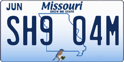 MO license plate SH9O4M