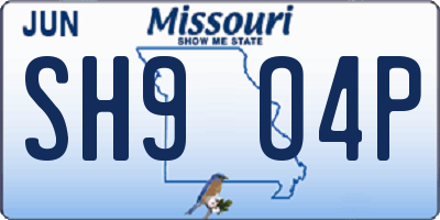 MO license plate SH9O4P